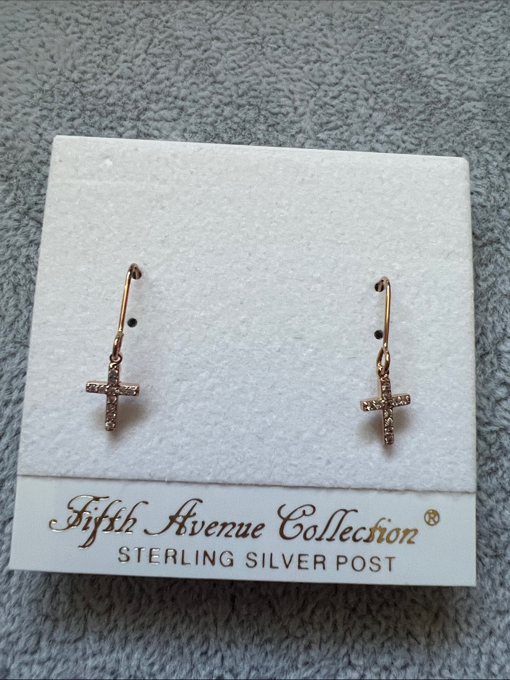 Fifth Avenue Collection Rose Gold Cross Drop Earrings